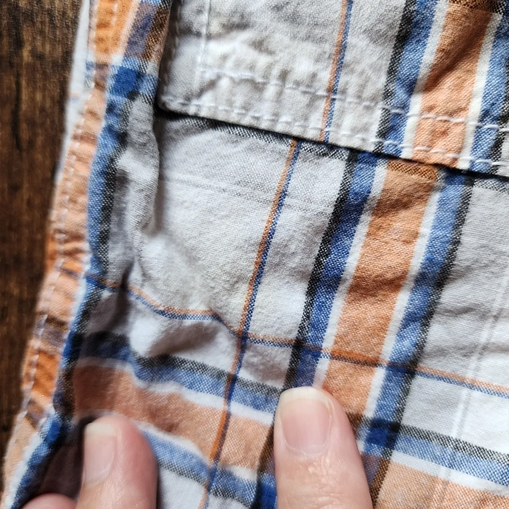 GYMBOREE White, orange and blue plaid shorts Size 18-24 mo
